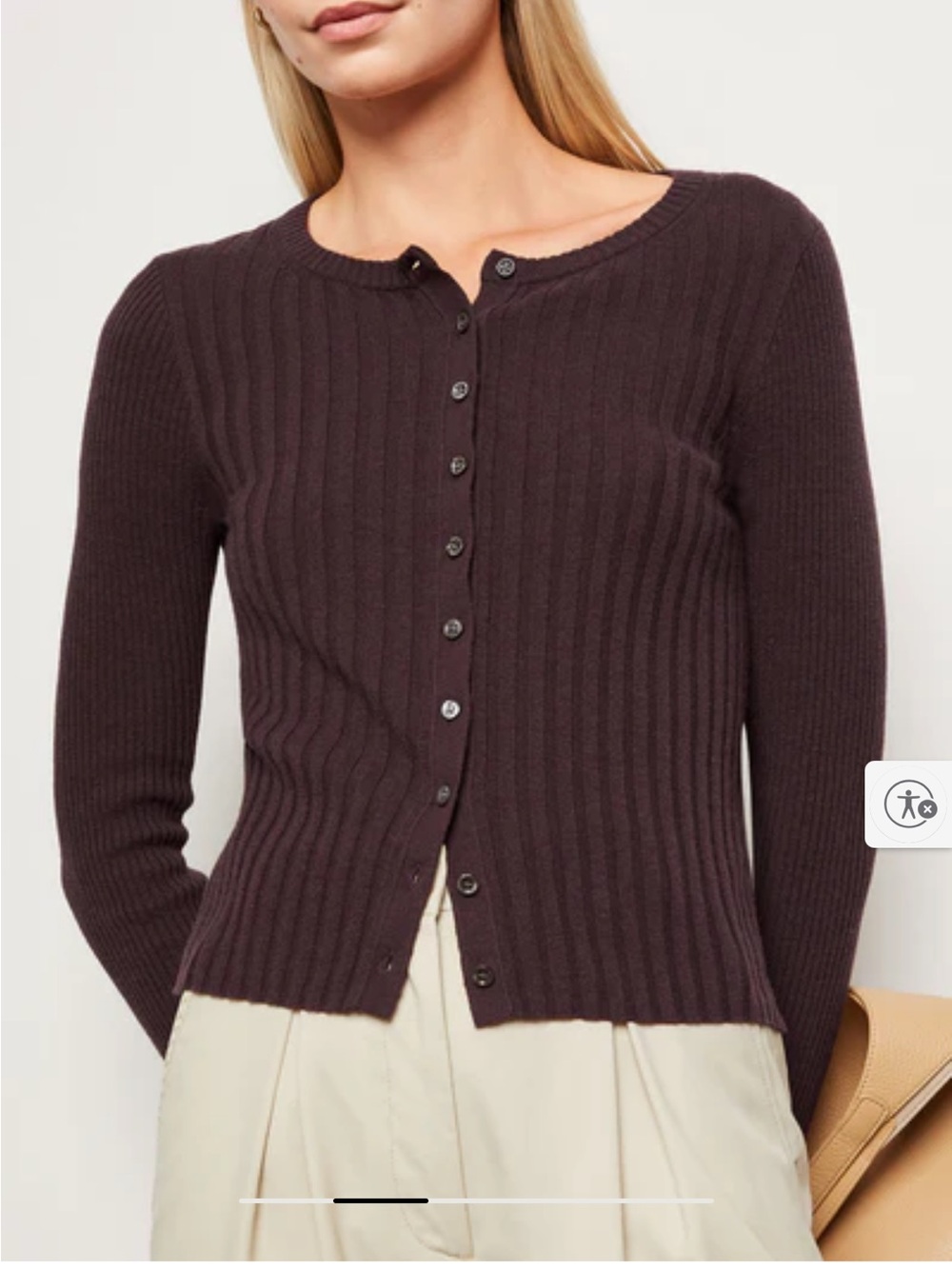 Alex Mill Ribbed Button-Front Cardigan in mahogany size medium.